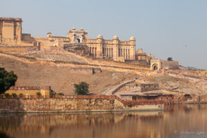 Amer Fort from across Maotha Lake, Jaipur India