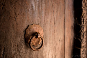 Small handle on a heavy wooden door, Amer Palace, Jaipur India