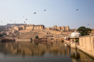 Amer Fort from across Maotha Lake, Jaipur India