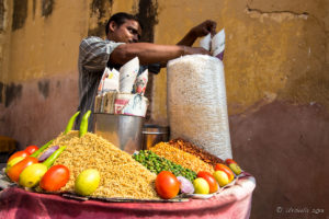 Indian man with a fresh Food Cart, Amer Fort, Jaipur India