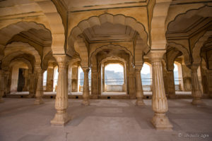 Marble pillars in the Diwan-e-Aam, Amer Palace, Jaipur India