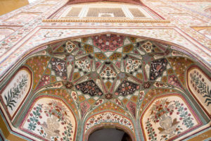 Ornately painted entry, Amer Palace, Jaipur India