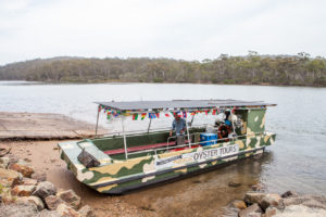 Captain Sponges oversized oyster punt, Landing Road, Pambula Australia