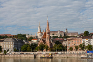 Buda Reformed Church, Budapest from the Danube, Hungary