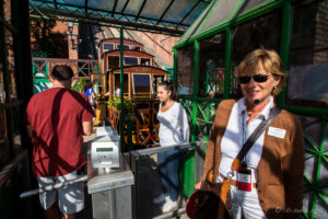Hungarian woman guide at the Buda Castle Funicular entrance, Budapest