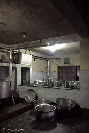 Clean stainless steel dishes, Thrangu Tashi Yangtse Monastery Thrangu Tashi Yangtse Monastery Kitchen, Namo Buddha Nepal