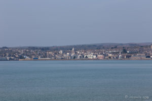 View of Penzance from a Marazion beach, Cornwall UK.