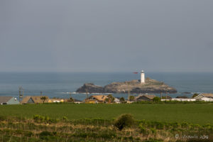 Godrevy Lighthouse from Godrevy Heritage Coast, Cornwall UK