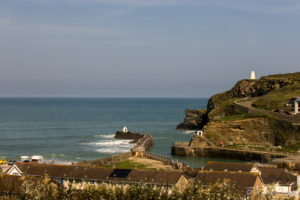Portreath Lighthouses from Godrevy Heritage Coast, Cornwall UK