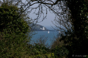 St Anthony's Head Lighthouse St Mawes from Pendennis, Falmouth Cornwal UK