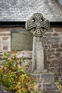 Celtic Cross in the churchyard of St Pol de Léon's Church, Paul Cornwall UK