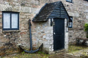 Door to Jamaica Inn in the rain, Cornwall UK