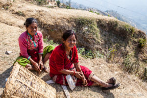 Two Nepal women on the hill, Dhulikhel to Nagarkot, Nepal