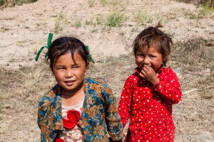 Two Nepali girls, Dhulikhel to Nagarkot, Nepal