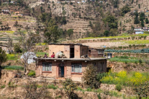 Double-Story House amongst terraced hills, Dhulikhel to Nagarkot, Nepal
