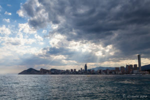 Benidorm Coastline under late evening sun, Spain