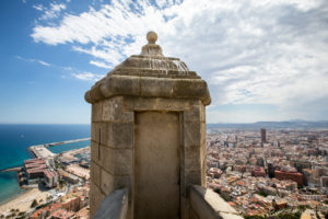 Santa Bárbara Castle turret and Alicante, Spain