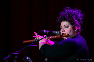 Ríoghnach Connolly (Afro Celt Sound System) on stage at Byron Bay Bluesfest 2018, AU