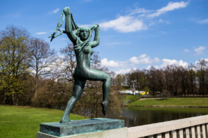 Vigeland statue of a young woman dancing, Frogner Park Oslo Norway