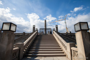Steps up to the Monolith, Vigeland sculpture installation, Frogner Park Oslo Norway