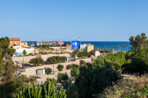 View over Rio Amadorio and Old Town Villajoyosa, Spain