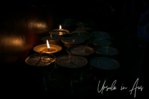 Buddhist prayer candles, Boudhanath Stupa, Kathmandu.