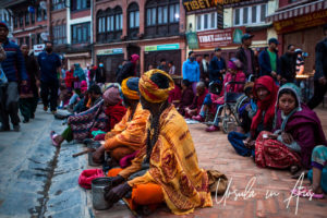 Hindu beggars, Boudhanath Stupa, Kathmandu.