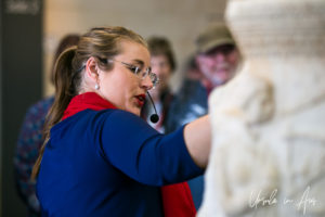 Guide explaining the Columns, Roman Amphitheater & Archeology Museum, Cartagena Spain