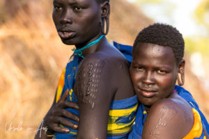 Two young Mursi women, Omo Valley Ethiopia