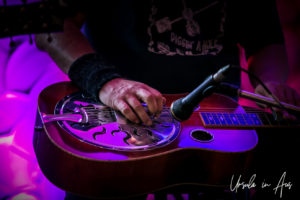 Pete Fidler on lap steel guitar, Apres Bar, Thredbo Blues Festival, Australia