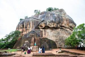 People posing on the Lion Steps, Sigiriya, Sri Lanka
