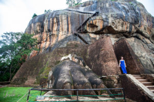 People posing on the Lion Steps, Sigiriya, Sri Lanka