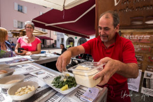 Orlando Lardi making pizzoccheri outside Hostaria del Borgo, Poschiavo, Switzerland