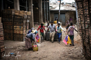 Dirt-floored vegetable market, Addis Ababa Ethiopia