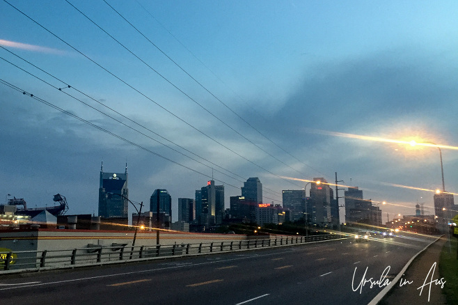 Nashville skyline at dusk, USA.