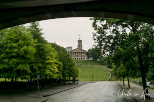 Tennessee State Capitol from under the James Robertson Parkway, Nashville USA