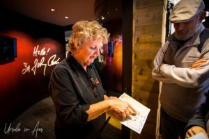 Female guide at the entry to the Johnny Cash Museum, Nashville USA
