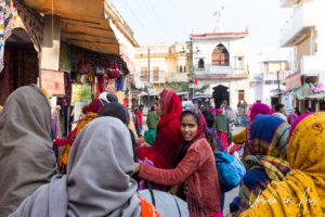 Street crowded with people, Pushkar India