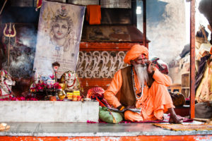 Sadhu on a Marble Platform, Pushkar India