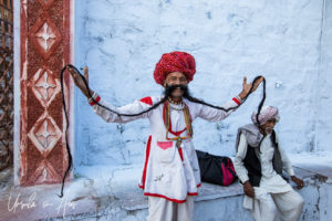 Rajasthani man in a red turban with a long moustache, Pushkar India