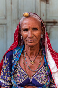 Older Indian a Woman in a Blue blouse, Pushkar