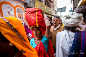 Indian woman with a Head Load, Pushkar street
