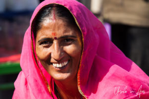 Indian woman in a pink sari, Pushkar
