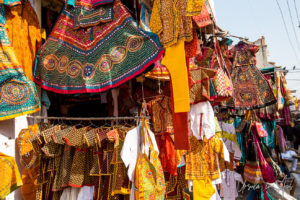 Sequinned textiles for sale, Pushkar India
