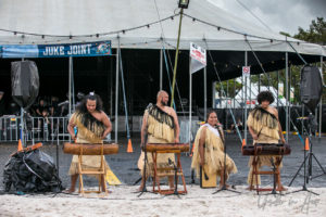 Rako Pasefika musicians on percussion, Boomerang Byron Bay 2019