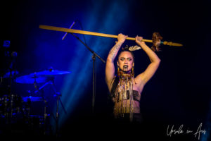 Female Maori warrior on stage at Bluesfest Byron Bay 2019, Australia