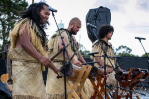 Rako Pasefika musicians on percussion, Boomerang Byron Bay 2019