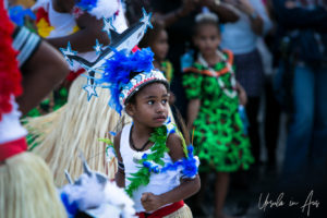 Young Malu Kiai Mura Buai dancer in a shark headdress, Boomerang Byron Bay 2019