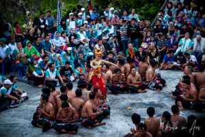 Trijata amid the monkey chorus, Kecak Dance, Uluwatu, Bali