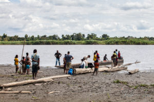 People on the Shore of the Sepik River, PNG